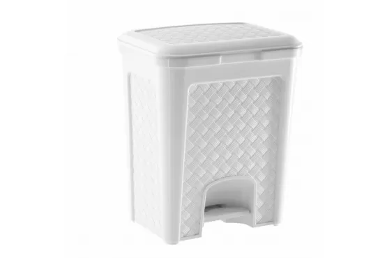 RECIPIENTE RESIDUOS PARAMOUNT PLASTICO IMITACION RATAN BLANCO 13 LTS.  COD. 1757BLANCO