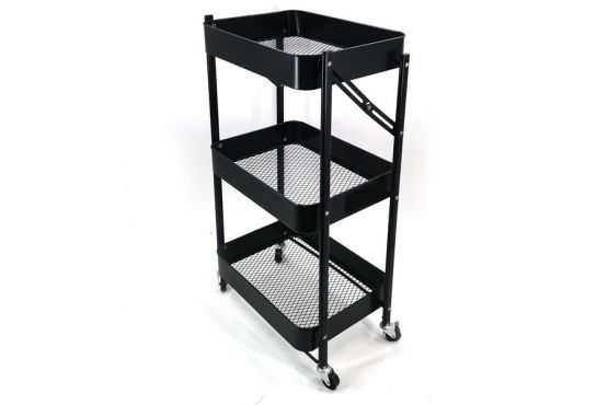 CARRO ORGANIZADOR BAÑO-COCINA CON RUEDAS METAL TRIPLE NEGRO 45 X 77 X 29 COD. G2146NG