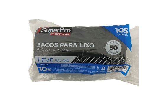 BOLSA RESIDUOS BETTANIN SUPER PRO ROLLO 50 UNIDADES 105 LITROS 75 X 90 COD. SP18105PRL