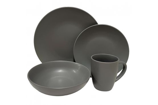 JUEGO VAJILLA STONEWARE 16 PIEZAS COLOR GRIS COD. 256042