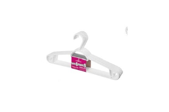 PERCHA SAN REMO PLASTICO BLANCO REFORZADA PACK  X 6 COD. 9105