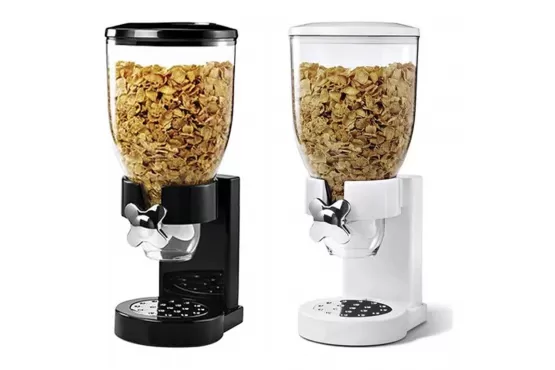 Dispensador de Cereales Cap. 2 Lts. Medidas; 14 X 16 X 35 Color;  Blanco o Negro COD. HA1563