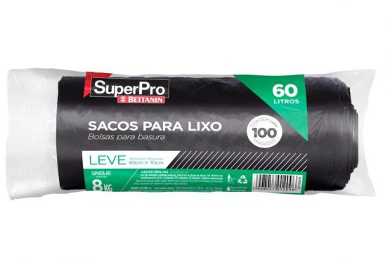 BOLSA RESIDUOS BETTANIN SUPER PRO ROLLO 100 UNIDADES 60 LITROS 60 X 70 COD. SP18060PRL