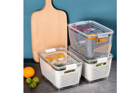 CAJA ORGANIZADORA ACRILICO CON ESCURRIDOR Y TAPA CLIP 28 X 18 X 15 COD. W409 HA3880