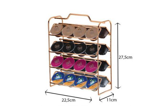 SOPORTE ORGANIZADOR FUTURE  PARA 32 CAPSULAS  CAFE CAPUCCINO COMPATIBLE DOLCE GUSTO COLOR ROSE GOLD COD. FU1145RG