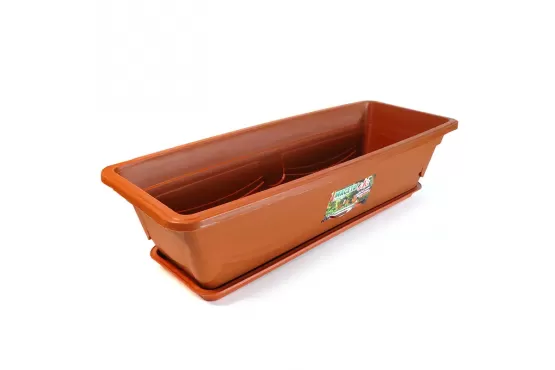 MACETA JARDINERA PLASTICA CON PLATO J&G 57 X 21 X 14 COLOR TERRACOTA COD. GR1313