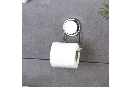 SOPORTE PORTA ROLLO PAPEL HIGIENICO METALIFE CROMADO DE BAÑO CON VENTOSA COD. ML9038