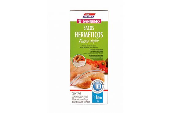 BOLSA SAN REMO HERMETICA CON CIERRE DOBLE CAP. 1 LT. X 10 UNIDADES COD. SR373