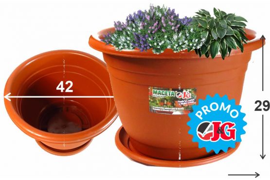 MACETA JARDIN PLASTICA J&G CON PLATO 50 X 40 COD. GR 1289