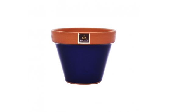 MACETA JARDIN CERAMICA MESTIZA KONI TERRACOBALTO SIN PLATO 15 CMS. DIAMETRO X 12 CMS. DE ALTO COD. MZ0925