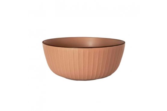 BOLS CERAMICA SELECTA 15 CMS. LINEAS CAMEL BORDE MARRON COD. 256057