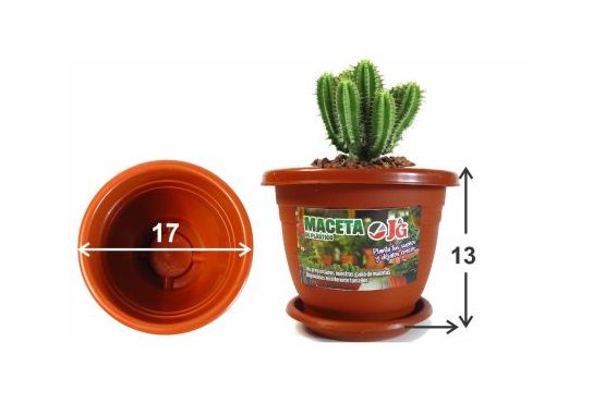 MACETA JARDIN PLASTICA J&G CON PLATO  17 X 13 COD. 1283