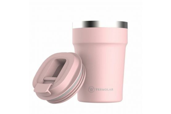 VASO TERMICO TERMOLAR 380 ML. CONSERVA 2 HRS CALIENTE/7 HORAS FRIO COLOR ROSADO COD. R244