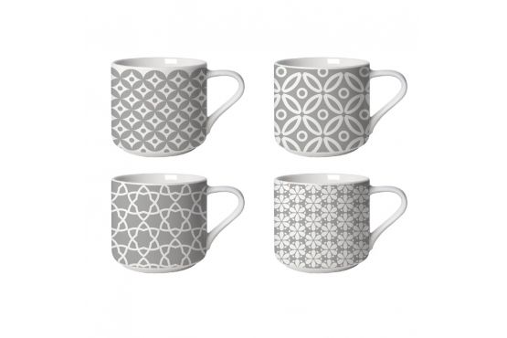 TAZA MUG BAJO CERAMICA SELECTA 350 ML. DISEÑO GRIS COD. 386080