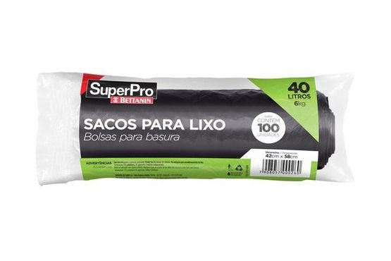 BOLSA RESIDUOS BETTANIN SUPER PRO  ROLLO 100 UNIDADES 40 LITROS 55 X 55 COD. SP18040PRL