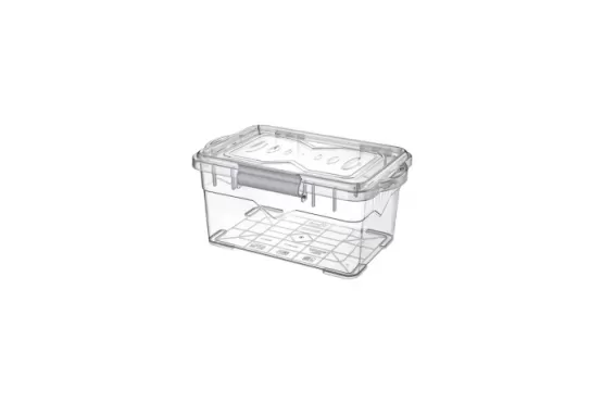 RECIPIENTE MULTIUSO PLASTICO CON TAPA HERMETICA CON BISAGRA 20,8 X 14,2 X 10,2 COD. TA0407