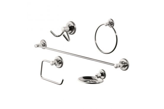 SET BAÑO 5 PIEZAS PRIMAFER ACERO INOXIDABLE PARA PARED COD. PR2805