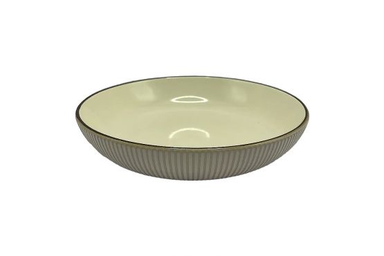 PLATO CERAMICA SELECTA HONDO 21 CMS. CON BORDE MARRON COD. 2871103