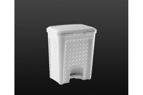 RECIPIENTE RESIDUOS PARAMOUNT PLASTICO IMITACION RATAN BLANCO 5 LTS. TAPA BISAGRA 20 X 15 X 17 COD. 1756BLANCO