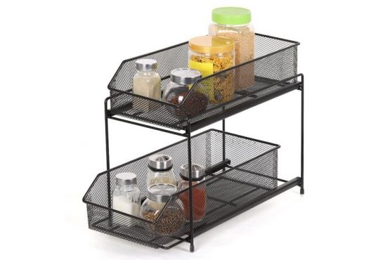 ORGANIZADOR MESA ACERO NEGRO 2 BANDEJAS CORREDIZAS COD. 21SW171