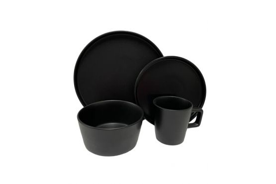 JUEGO VAJILLA STONEWARE 16 PIEZAS COLOR NEGRO COD. 256044