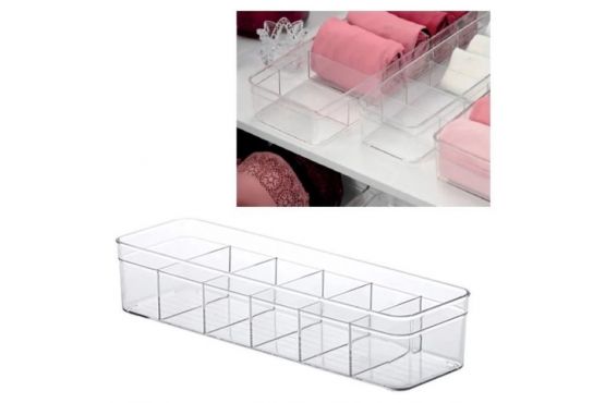 Caja Organizador Marca PARAMOUNT Modelo Diamond con Divisiones Material Acrílico Medidas: 35 X 10,5 X 7,5 Cod. 1127