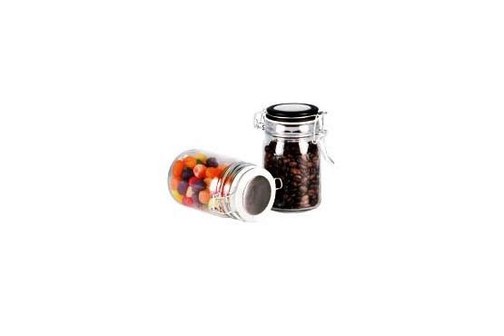 Frasco, Recipiente, Condimentero de Vidrio Marca SELECTA con tapa Clip Cap. 200 ml. Medidas; Diámetro 9,5 cms. x 12 cms. de alto Cod. 85001