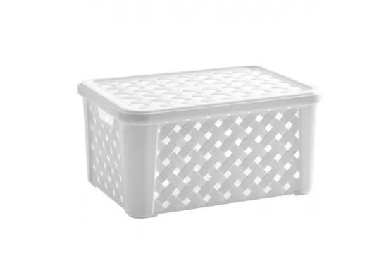 ORGANIZADOR PLASTICO IMITACION RATTAN COLOR BLANCO CON TAPA MEDIDAS 51 X 35 X 21 MARCA PARAMOUNT COD. 1711