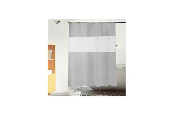 CORTINA BAÑO SELECTA SANITARY 180 X 2 MTS. CON VISOR SIN AROS COLOR GRIS COD. 465321