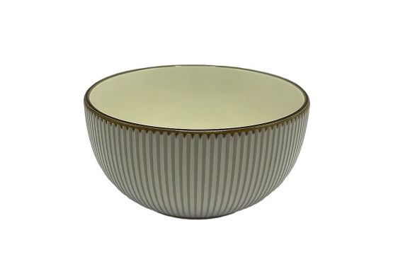 BOLS CERAMICA SELECTA 15 CMS. BLANCO CON BORDE MARRON COD. 2871104