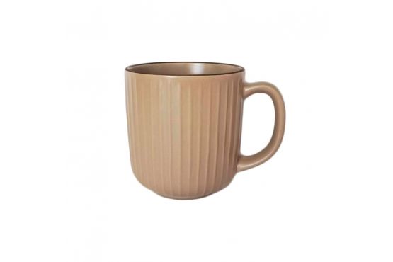 TAZA MUG CERAMICA SELECTA 385 ML. LINEAS CAMEL BORDE MARRON COD. 256058