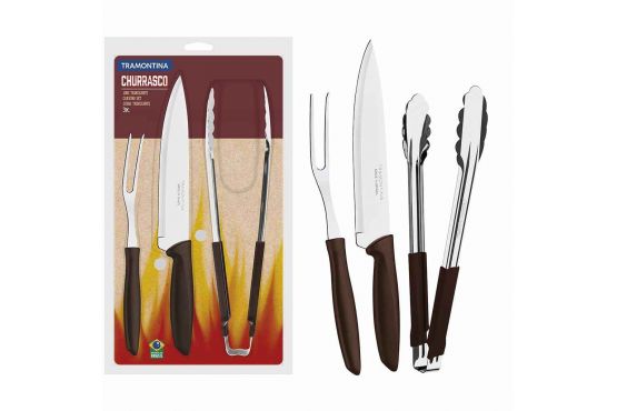 Set/Juego/Conjunto TRAMONTINA para Parrilla de  Cuchilla, Tenedor y Pinza  Cod. 23498/449