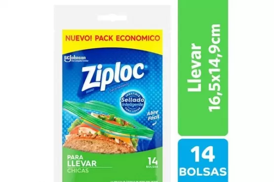 BOLSA ZIPLOC SELLADO INTELIGENTE 14 UNIDADES 16,5 X 14,9 LIBRE DE BPA COD. 317555