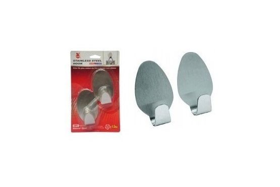 GANCHO PERCHA ACERO INOXIDABLE PACK X 2 AUTOADHESIVAS COD. EG1554