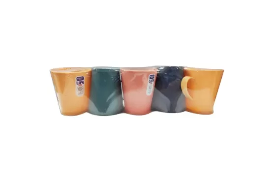 TAZA PLASTICA X 5 PACK SURTIDO DE COLORES 9,5 X 10,5 COD. HD1709