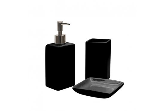 SET BAÑO 4 PIEZAS  CERAMICA NEGRO SELECTA  COD. 4651520