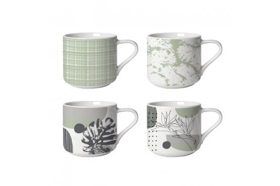 TAZA MUG BAJO CERAMICA SELECTA 360 ML DISEÑO VERDE COD. 386078