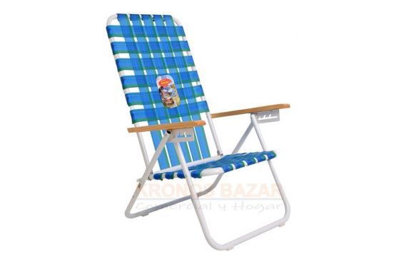 SILLA PLAYERA SOLCITO POSA BRAZO MADERA REPOSERA CAÑO ACERO  COD.1090