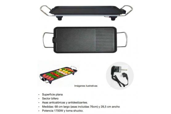 PLANCHA ELECTRICA BARBACUE PLATE 220 VOLT 68 X 28,5 X 9 COD. EG0783