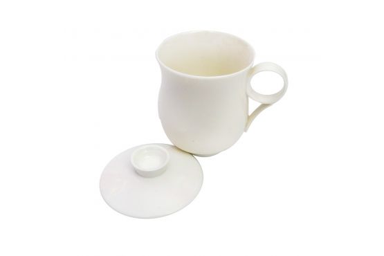 TAZA CERAMICA BLANCA CON TAPA 380 ML MEDIDAS; 8,2 DE DIAMETRO X 9,5 DE ALTO COD. GRL526