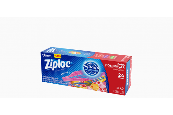 BOLSAS ZIPLOC MEDIANAS CAJA X 24 CON CIERRE HERMETICO 17,7 CMS. X 18,8 CMS. LIBRE DE BPA COD. 317642