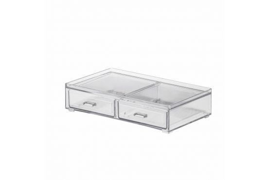 Organizador  Acrilico Marca PARAMOUNT Modelo DIAMOND 2 Cajones Apilables Medidas;  21 X 12 X 5 Cod. 1090