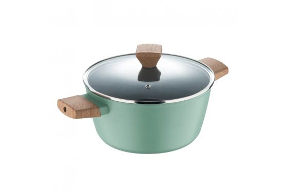 Cacerola Olla Marca BERGNER Modelo HUERTO con tapa de vidrio, disco difusor apto para Induccion 28 cms. diametro, 6,6 lts. Cap. Cod. BG-35368-GR-KW