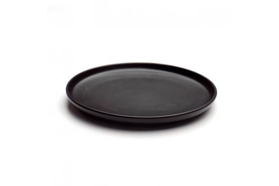 Plato Cerámica Postre Marca SELECTA Color Negro  Modelo PRAGA con  borde recto 20 cms. Diametro Cod. 256023