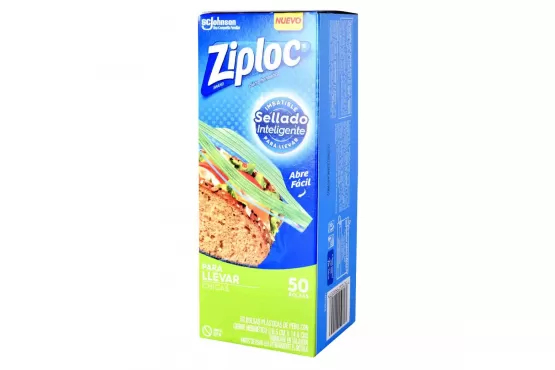 BOLSA ZIPLOC SELLADO INTELIGENTE 50 UNIDADES 16,5 X 14,9  LIBRE DE BPA COD. 317556