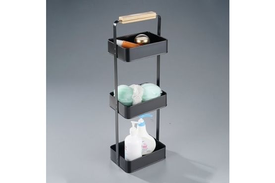 Estanteria Soporte Organizador Marca SELECTA 3 Niveles Metal y Asa Bamboo Color Negro Medidas; 22 x 15 x 71 de alto Cod. 378027